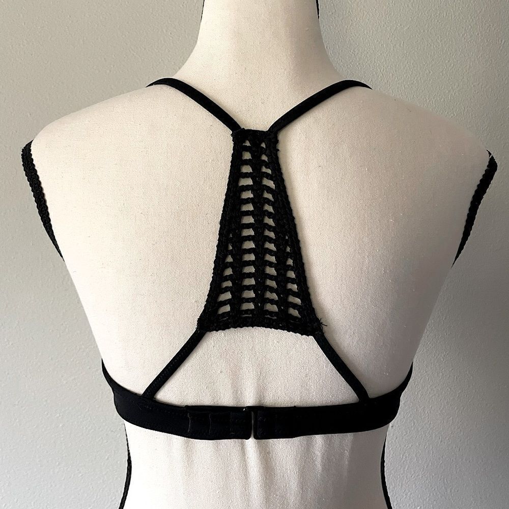 New! Victoria’s Secret “The Fabulous” Black, Lace Back Detail Swim Top. 32C.